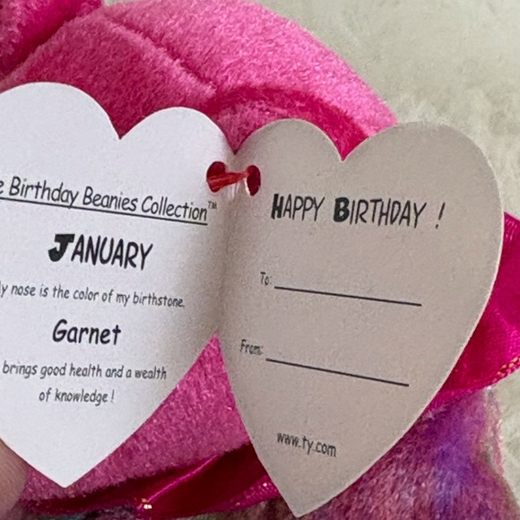 Ty January Vibrant Pink and Multicolor Birthday Bear! - Picture 4 of 4